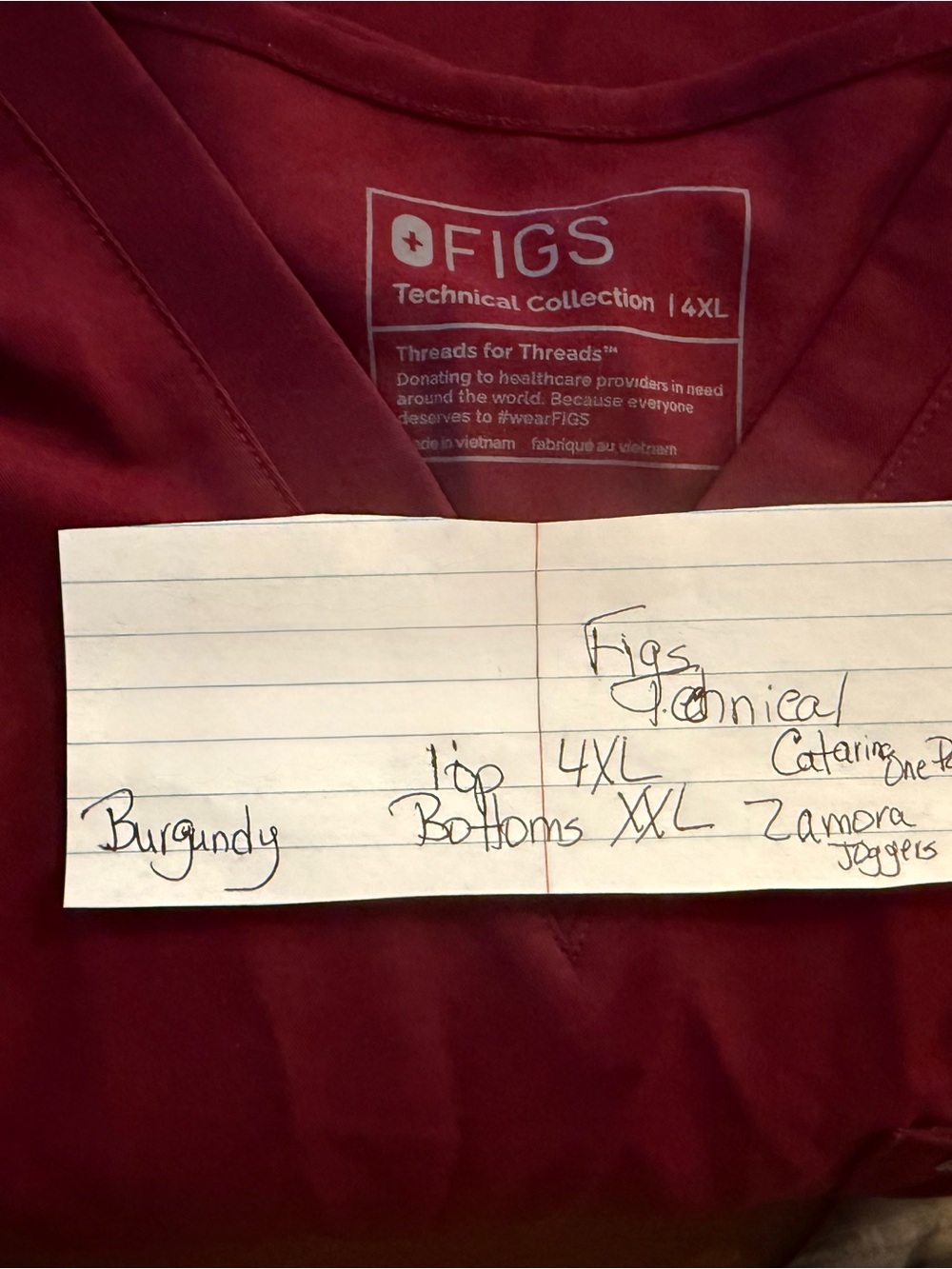 Figs Burgundy V-Neck Scrub Top